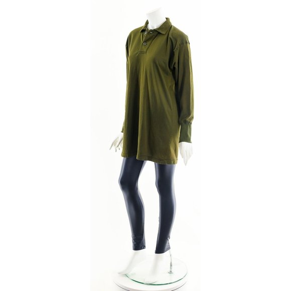 Army Green Collared Tunic Shirt Dress - Picture 10 of 10